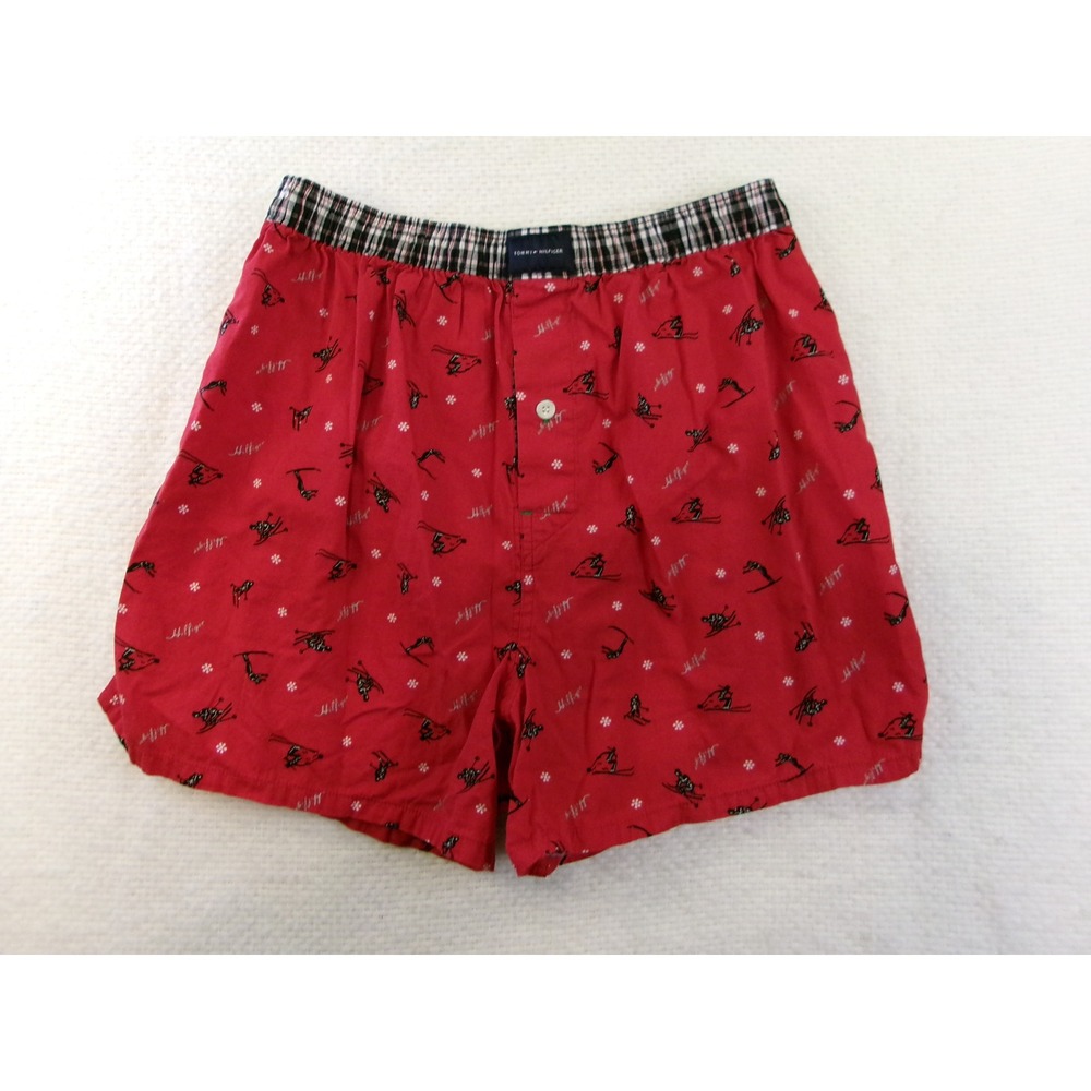 Tommy Hilfiger Red Ski Snowflake Print Pajama Shorts Womens M Holiday Lounge